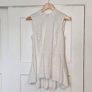 White Sleeveless Cotton Blend High-Low Tunic